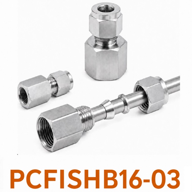Đầu nối Inox 304 thẳng có 1 đầu siết hạt bắp ống 16 và 1 đầu ren trong 3/8