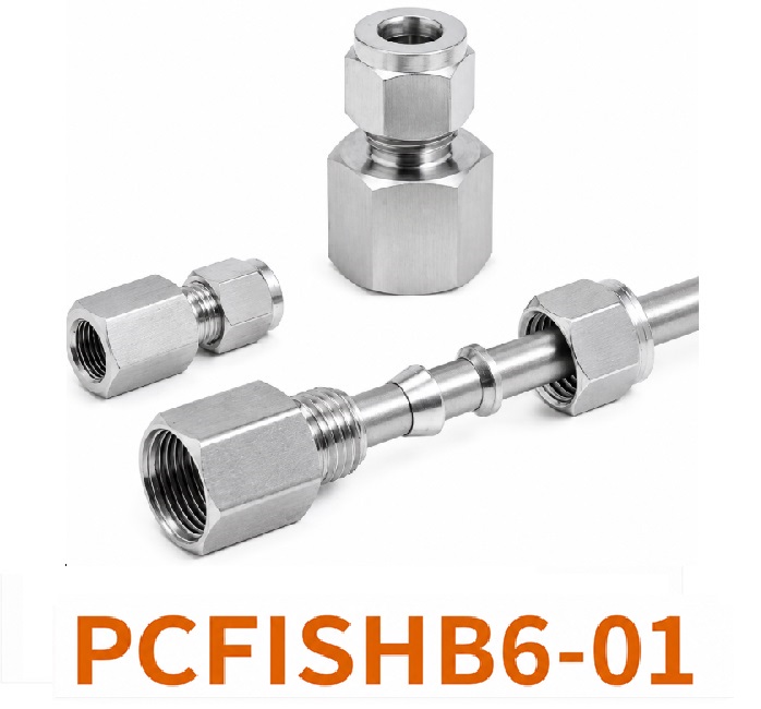 Đầu nối Inox 304 thẳng có 1 đầu siết hạt bắp ống 6 và 1 đầu ren trong 1/8