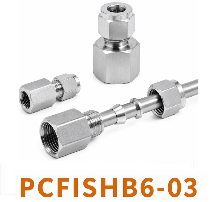 Đầu nối Inox 304 thẳng có 1 đầu siết hạt bắp ống 6 và 1 đầu ren trong 3/8