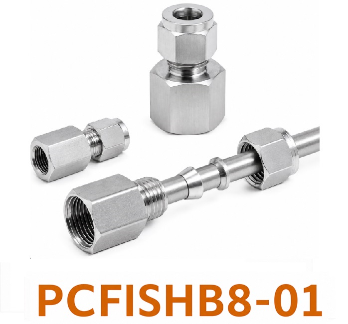 Đầu nối Inox 304 thẳng có 1 đầu siết hạt bắp ống 8 và 1 đầu ren trong 1/8