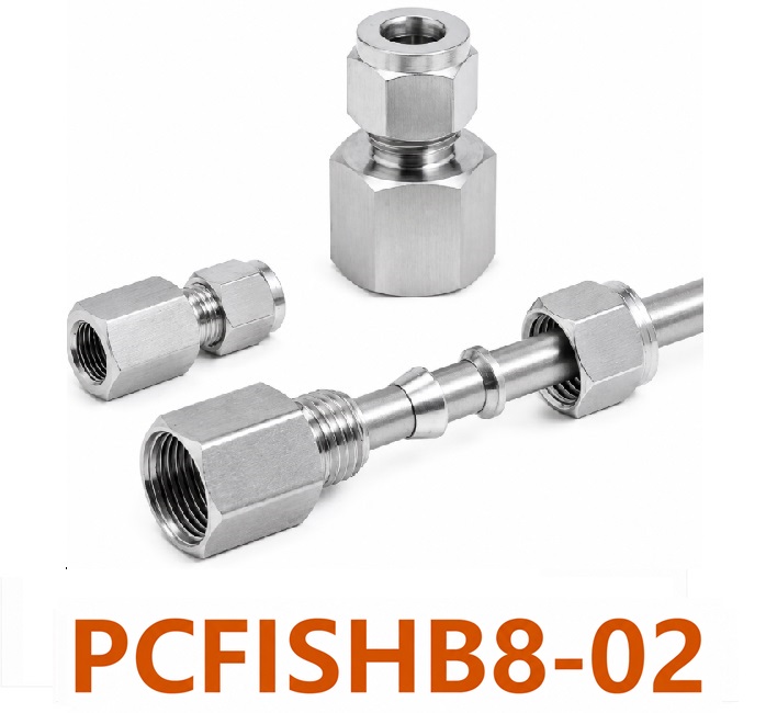 Đầu nối Inox 304 thẳng có 1 đầu siết hạt bắp ống 8 và 1 đầu ren trong 1/4