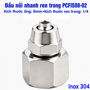 Đầu nối thẳng Inox 304 siết ống 8 mm – ren trong 1/4