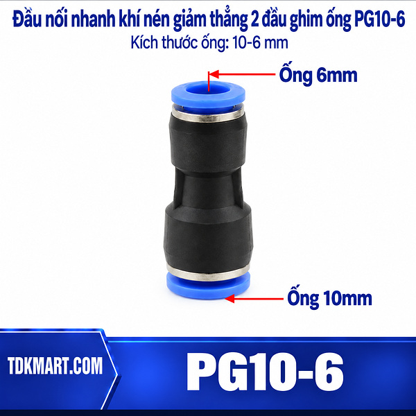 Đầu nối khí nén giảm thẳng 10-6