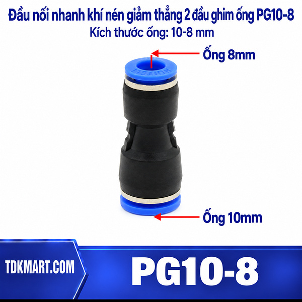 Đầu nối khí nén giảm thẳng 10-8