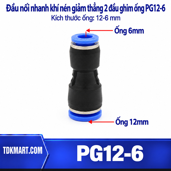 Đầu nối khí nén giảm thẳng 12-6