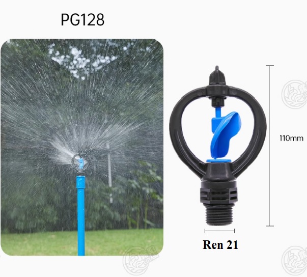 Đầu béc phun tưới cây ren ngoài 21 xoay 360 độ PG128