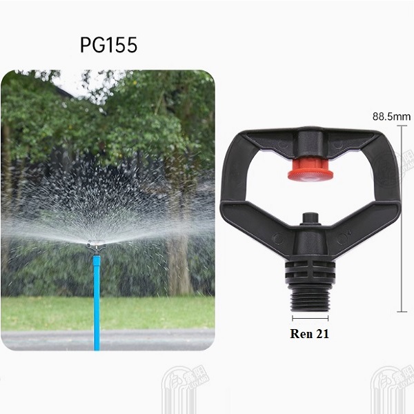Đầu béc phun tưới cây ren ngoài 21 xoay 360 độ PG155