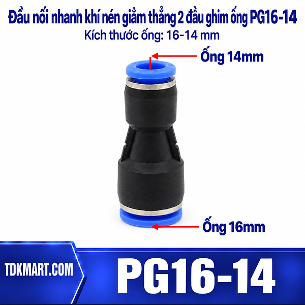 Đầu nối khí nén giảm thẳng 16-14