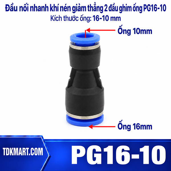 Đầu nối khí nén giảm thẳng 16-10