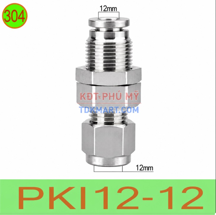 Đầu nối nhanh chất liệu thép không gỉ 1 đầu ghim ống một đầu siết hạt bắp ống 12