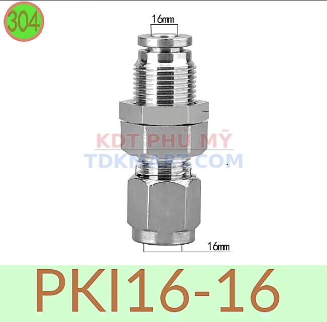 Đầu nối nhanh chất liệu thép không gỉ 1 đầu ghim ống một đầu siết hạt bắp ống 16