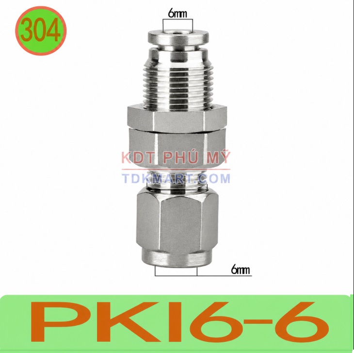 Đầu nối nhanh chất liệu thép không gỉ 1 đầu ghim ống một đầu siết hạt bắp ống 6