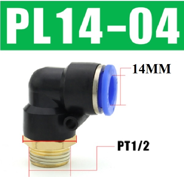 Co nối nhanh khí nén ống 14 mm- Ren ngoài 20.5 mm = 1/2″