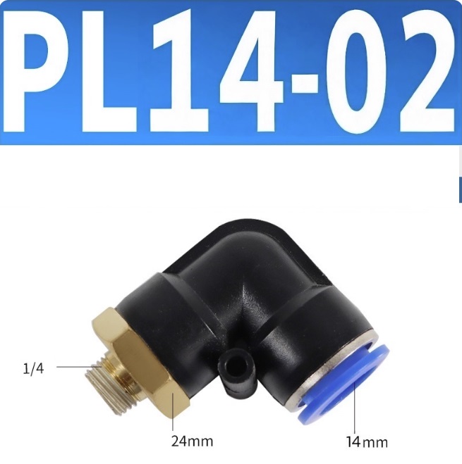 Co nối nhanh khí nén 1 đầu ghim ống 14 mm và 1 đầu ren ngoài 1/4