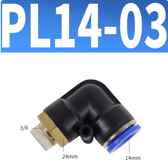 Co nối nhanh khí nén 1 đầu ghim ống 14 mm và 1 đầu ren ngoài 3/8