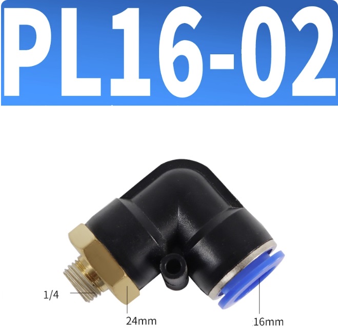 Co nối nhanh khí nén 1 đầu ghim ống 16 mm và 1 đầu ren ngoài 1/4