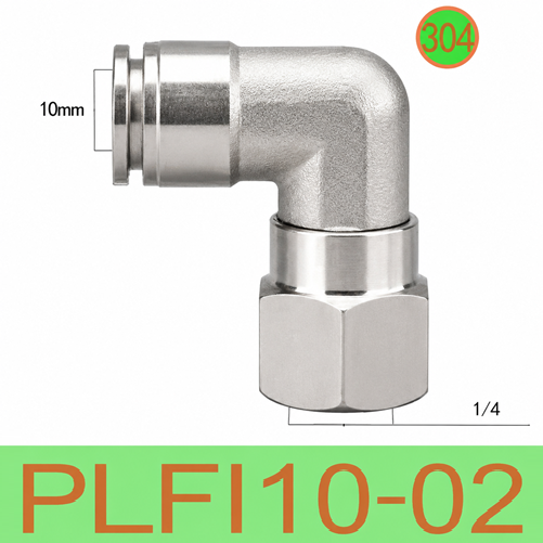 Co nối nhanh khí nén Inox 304 1 đầu ghim ống phi 10mm – 1 đầu ren trong 1/4