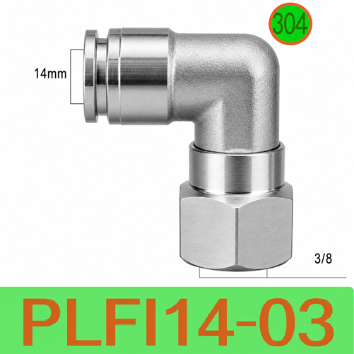 Co nối nhanh khí nén Inox 304 1 đầu ghim ống phi 14mm – 1 đầu ren trong 3/8