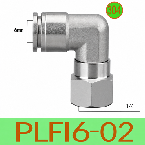 Co nối nhanh khí nén Inox 304 1 đầu ghim ống phi 16mm – 1 đầu ren trong 1/4