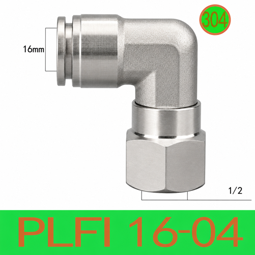 Co nối nhanh khí nén Inox 304 1 đầu ghim ống phi 16mm – 1 đầu ren trong 1/2