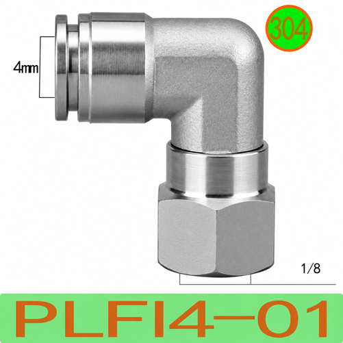 Co nối nhanh khí nén Inox 304 1 đầu ghim ống phi 4mm – 1 đầu ren trong 1/8