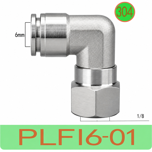 Co nối nhanh khí nén Inox 304 1 đầu ghim ống phi 6mm – 1 đầu ren trong 1/8
