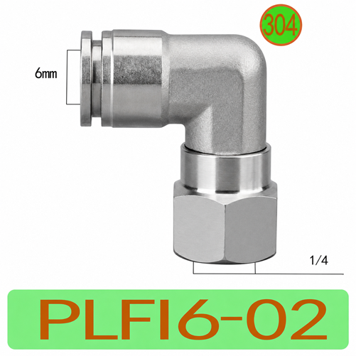 Co nối nhanh khí nén Inox 304 1 đầu ghim ống phi 6mm – 1 đầu ren trong 1/4