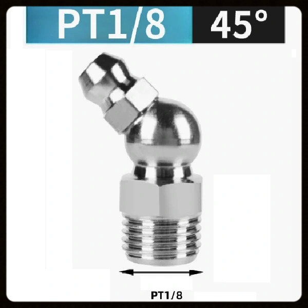 Vú mỡ thép mạ PT1/8-28 45 độ