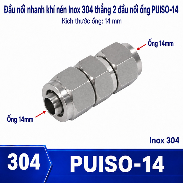 Đầu nối Inox 304 có  2 đầu siết ống 12