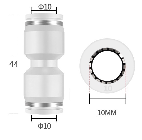 đầu nối nhanh thẳng ống phi 10