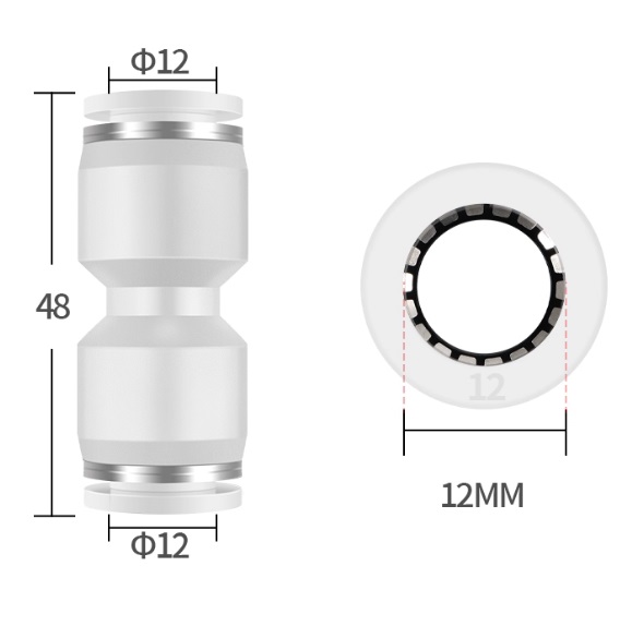 đầu nối nhanh thẳng ống phi 12