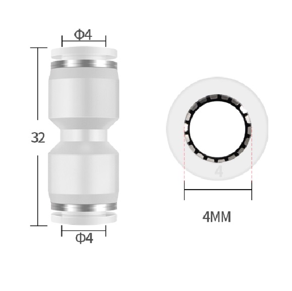 đầu nối nhanh thẳng ống phi 4