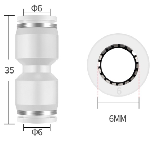 đầu nối nhanh thẳng ống phi 6