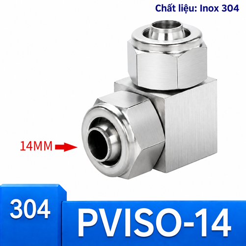 Co nối Inox 304 có 2 đầu siết ống phi 14