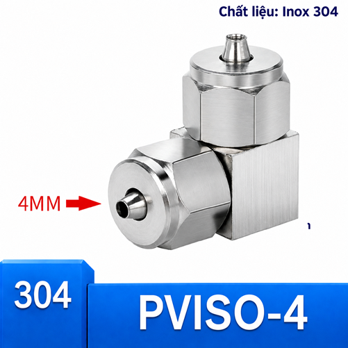 Co nối Inox 304 có 2 đầu siết ống phi 4