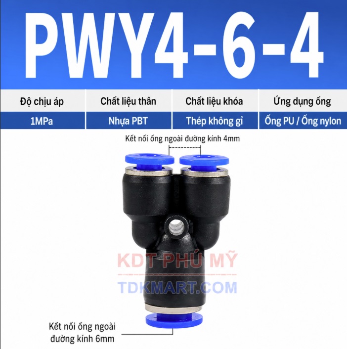 Đầu nối khí nén chữ Y giảm 4-6-4