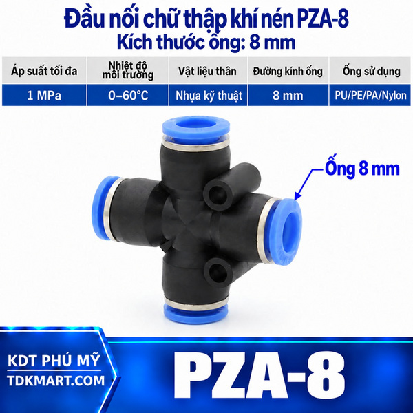 Đầu nối nhanh chữ thập ống 8 mm
