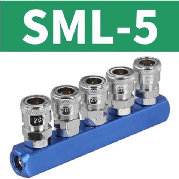 Bộ chia khí nén đế ngang có 5 lỗ ra SML-5