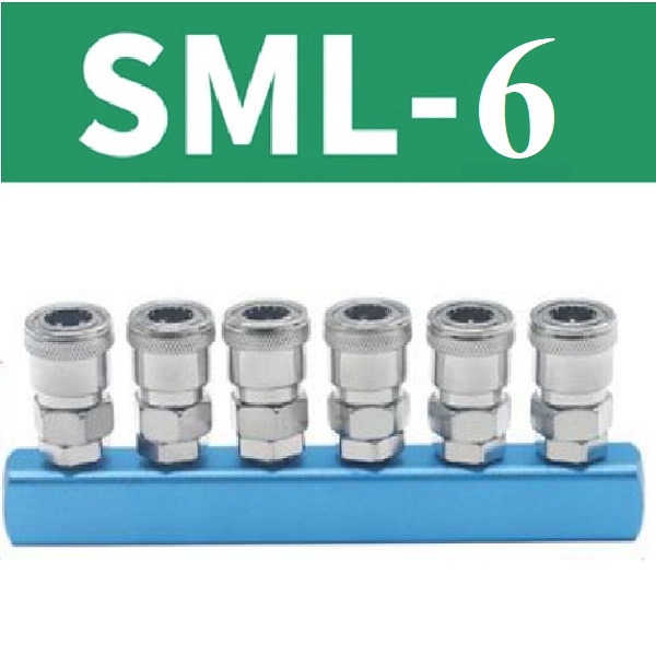 Bộ chia khí nén đế ngang có 6 lỗ ra SML-6