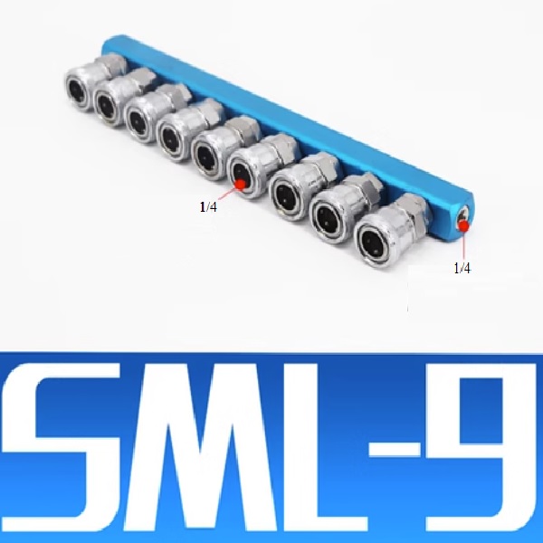 Bộ chia khí nén đế ngang có 6 lỗ ra SML-9