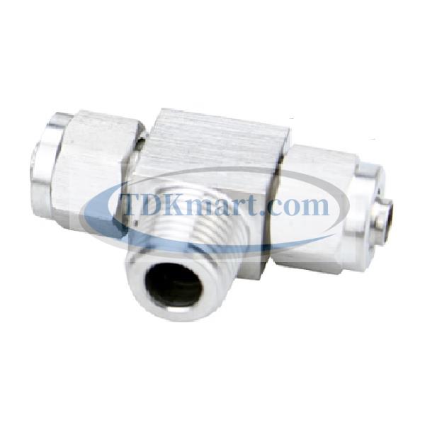 T nối Inox 304 có 2 đầu siết ống phi 8 và 1 đầu ren ngoài 3/8