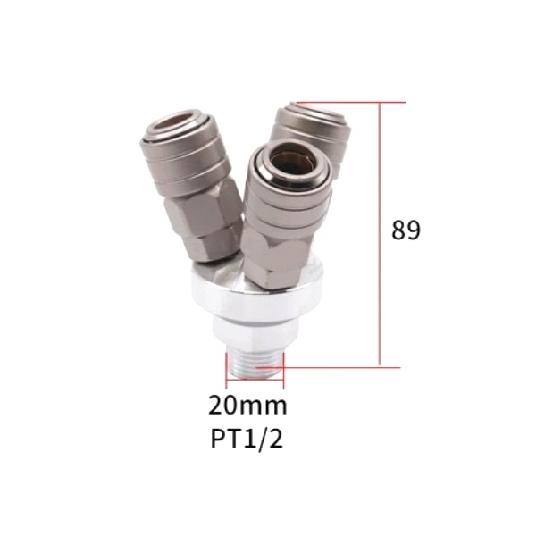 Bộ chia khí nén đế tròn 3 ngã tự động ren ngoài 1/2