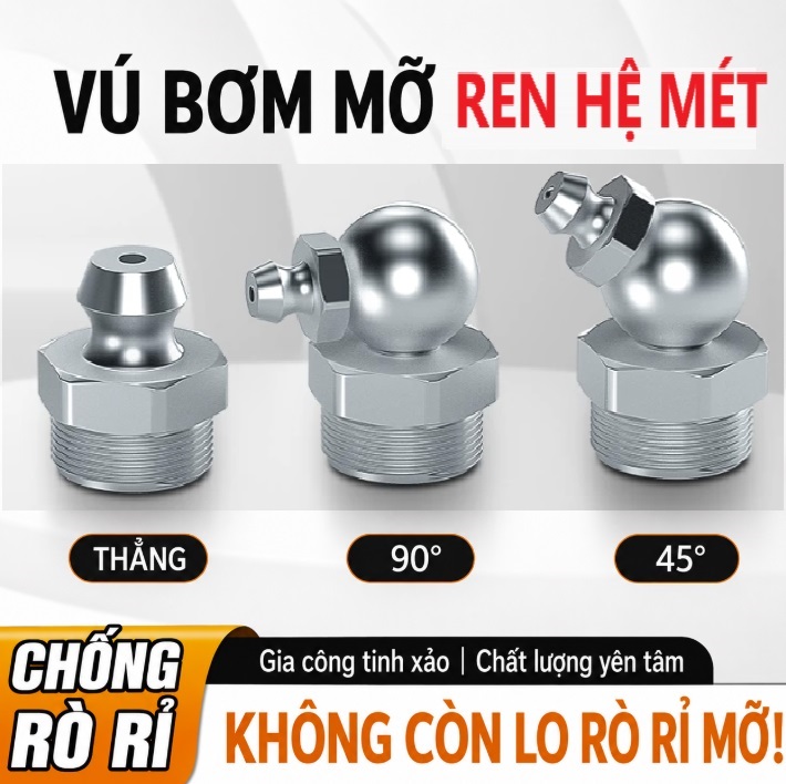 Vú bơm mỡ ren hệ mét