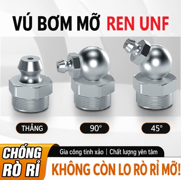 Vú bơm mỡ bò ren UNF