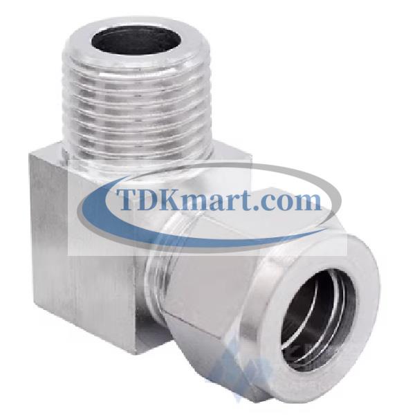 Co nối nhanh khí nén vật liệu thép không gỉ inox 316 có 1 đầu ren ngoài và 1 đầu siết hạt bắp