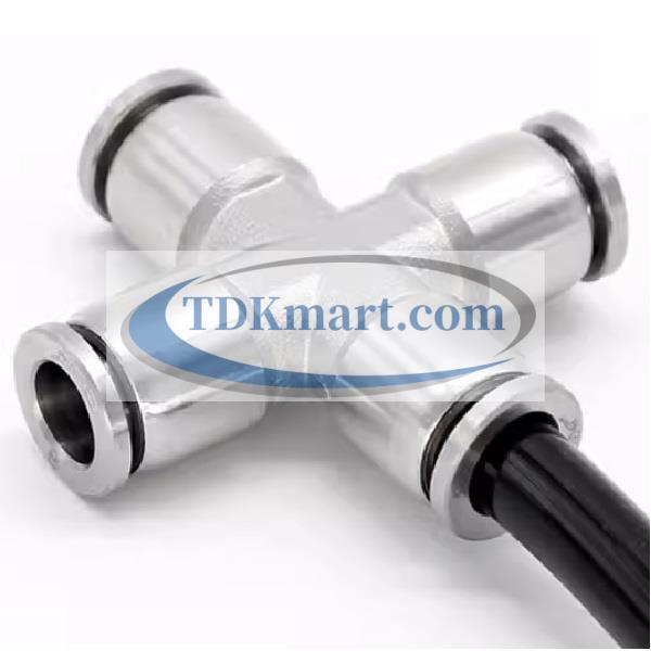 Đầu nối nhanh khí nén chia 4 ngã vật liệu thép không gỉ inox 316 có 4 đầu ghim ống