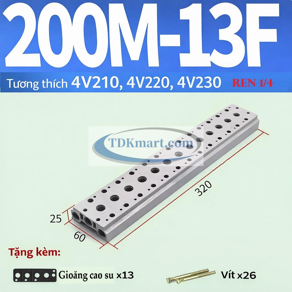 Đế chia khí van điện từ 200M-13F
