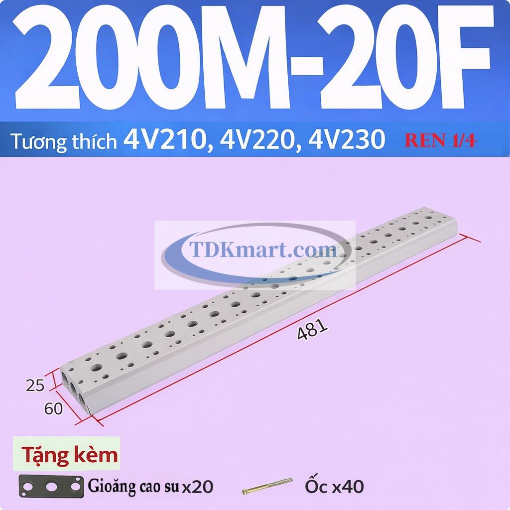 Đế chia khí van điện từ 200M-20F