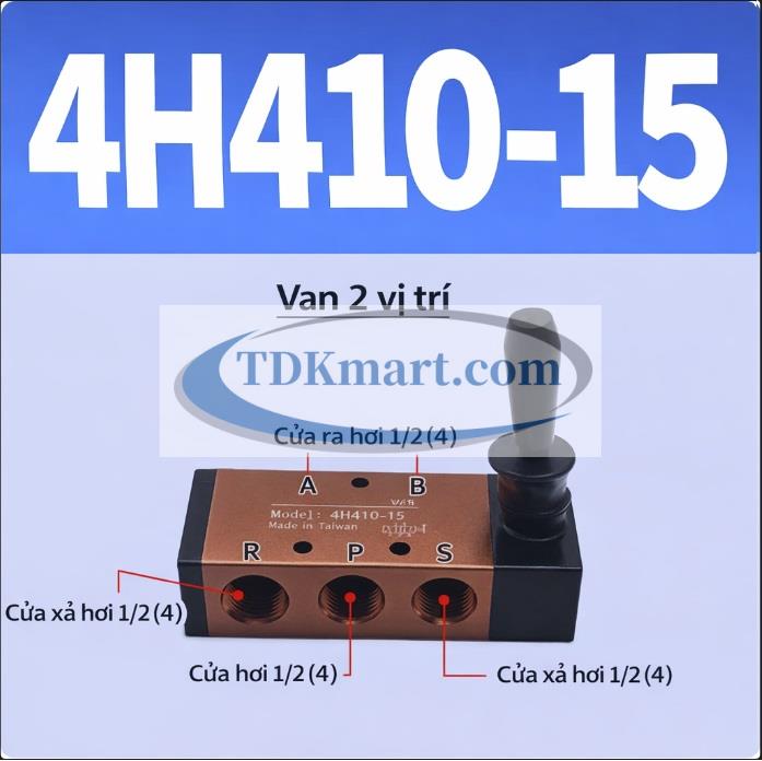 Van gạt tay khí nén 4H410-15 5/2 cổng 1/2 inch lưu lượng lớn