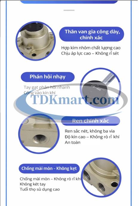 Cấu tạo & nguyên lý hoạt động van gạt tay khí nén HV